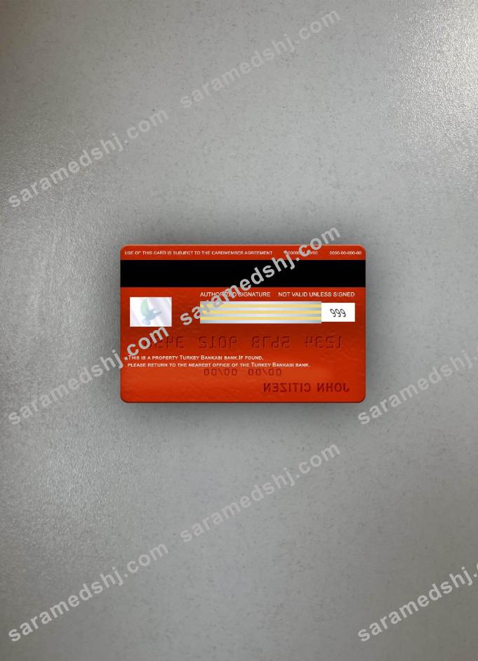 Turkey Bankasi bank visa classic card photolook back
